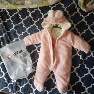 PatPat Infant Pink Bear Hooded Jumpsuit Size 0-3m